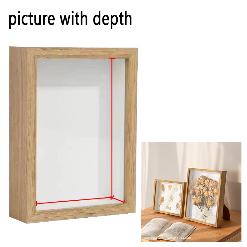 Bamboo Photo Frame - 3D木製額縁 深さ3cm 無垢材 ドライフラワー写真フレーム DIY用 植物標本額縁