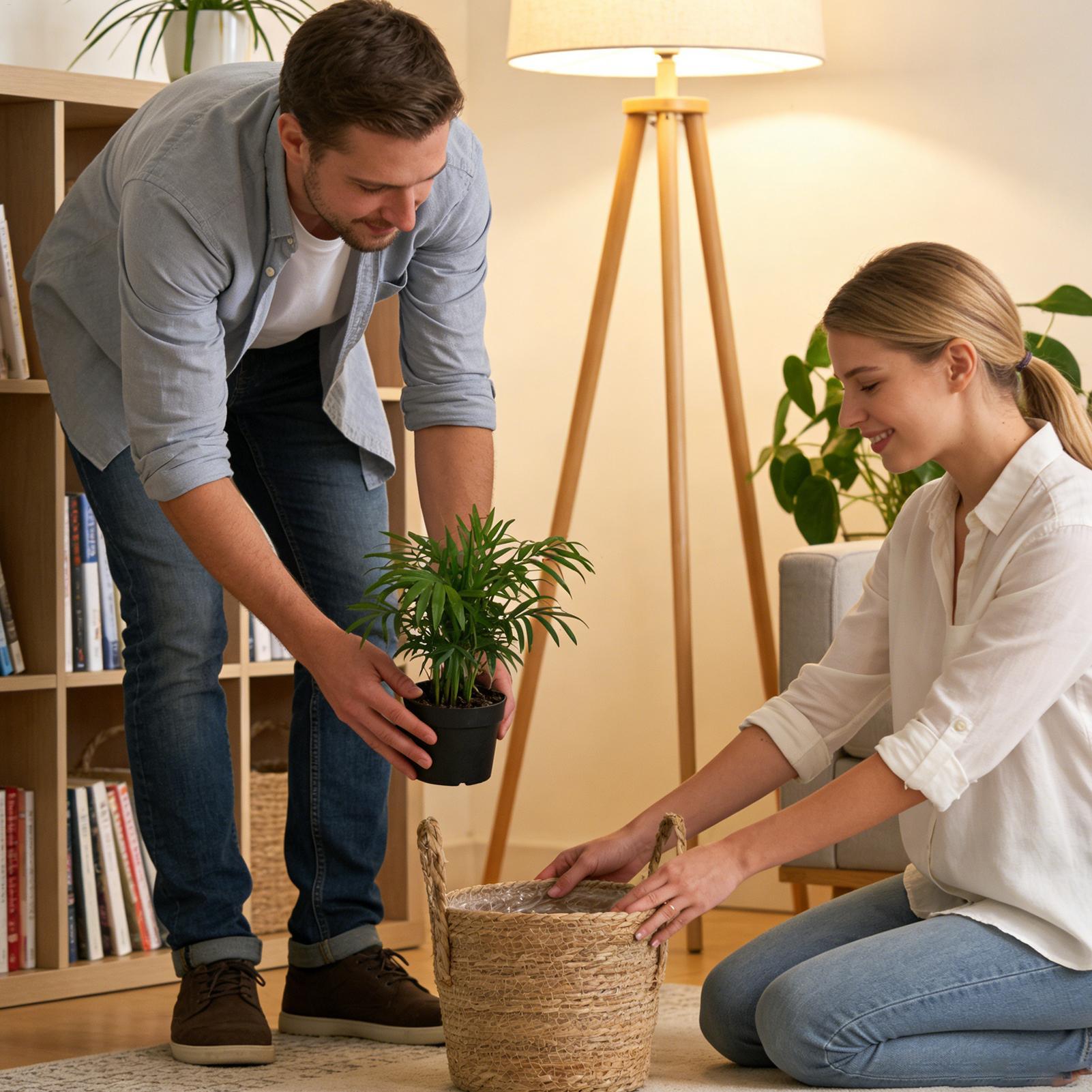 プランターバスケットわら製植木鉢籐製プランター通気性のある籐 - Rattan Plant Basket のレビューと価格
