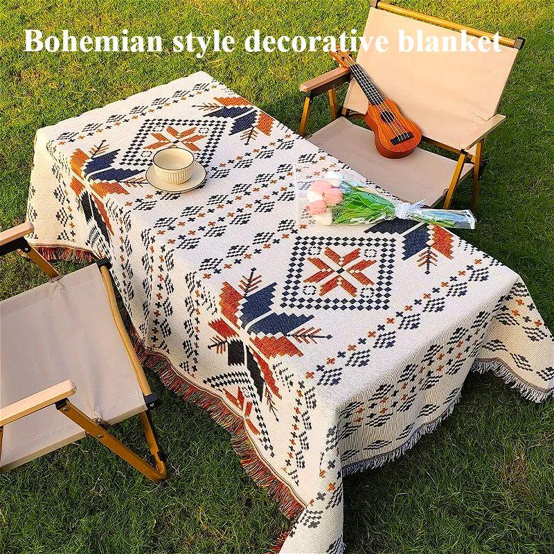 アウトドアキャンプブランケット、ボヘミアン装飾テーブルクロス - Linen Table Runner のレビューと価格