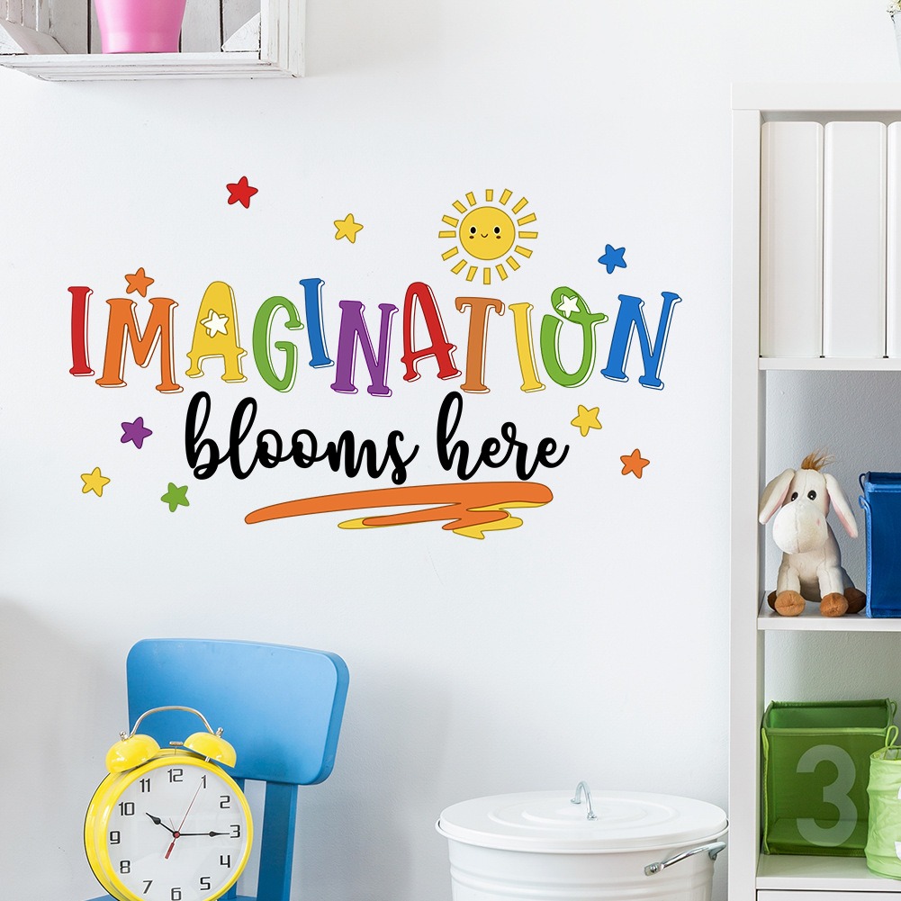 子供部屋の装飾用のカラフルな英語のフレーズのウォールステッカ - Home Decor Indonesia のレビューと価格