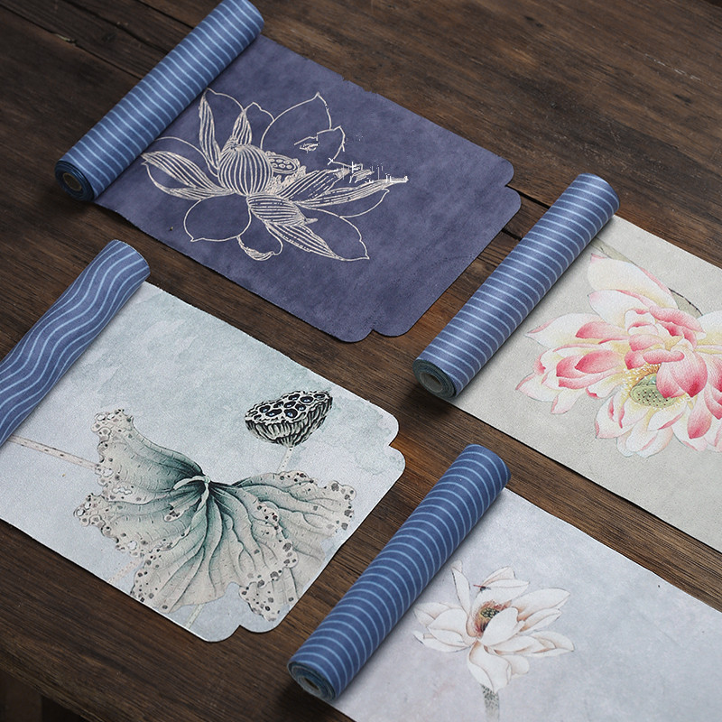 コットンリネン製テーブルランナー、中国風クリアロータス柄スエ - Linen Table Runner のレビューと価格